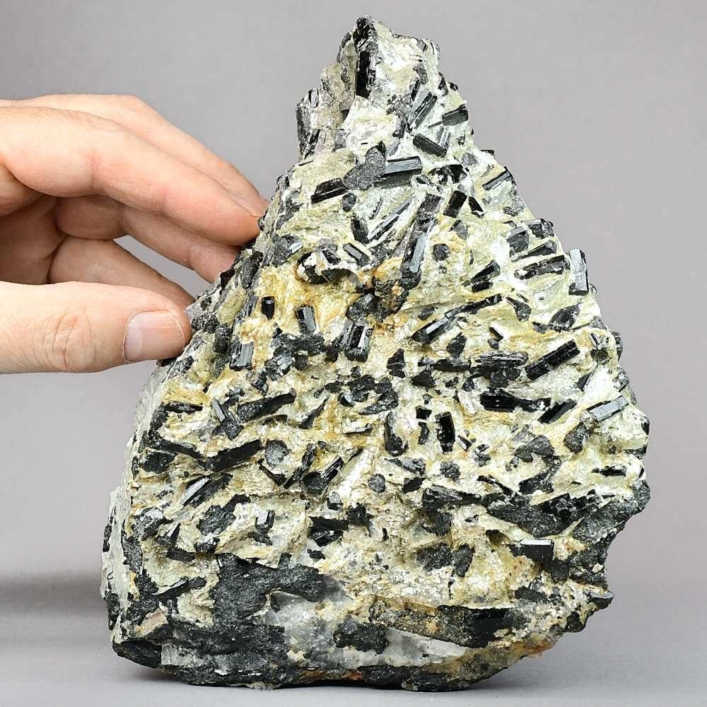 Schwarze Turmalin Stufe mit vielen Kristallen auf Glimmer aus Brasilien