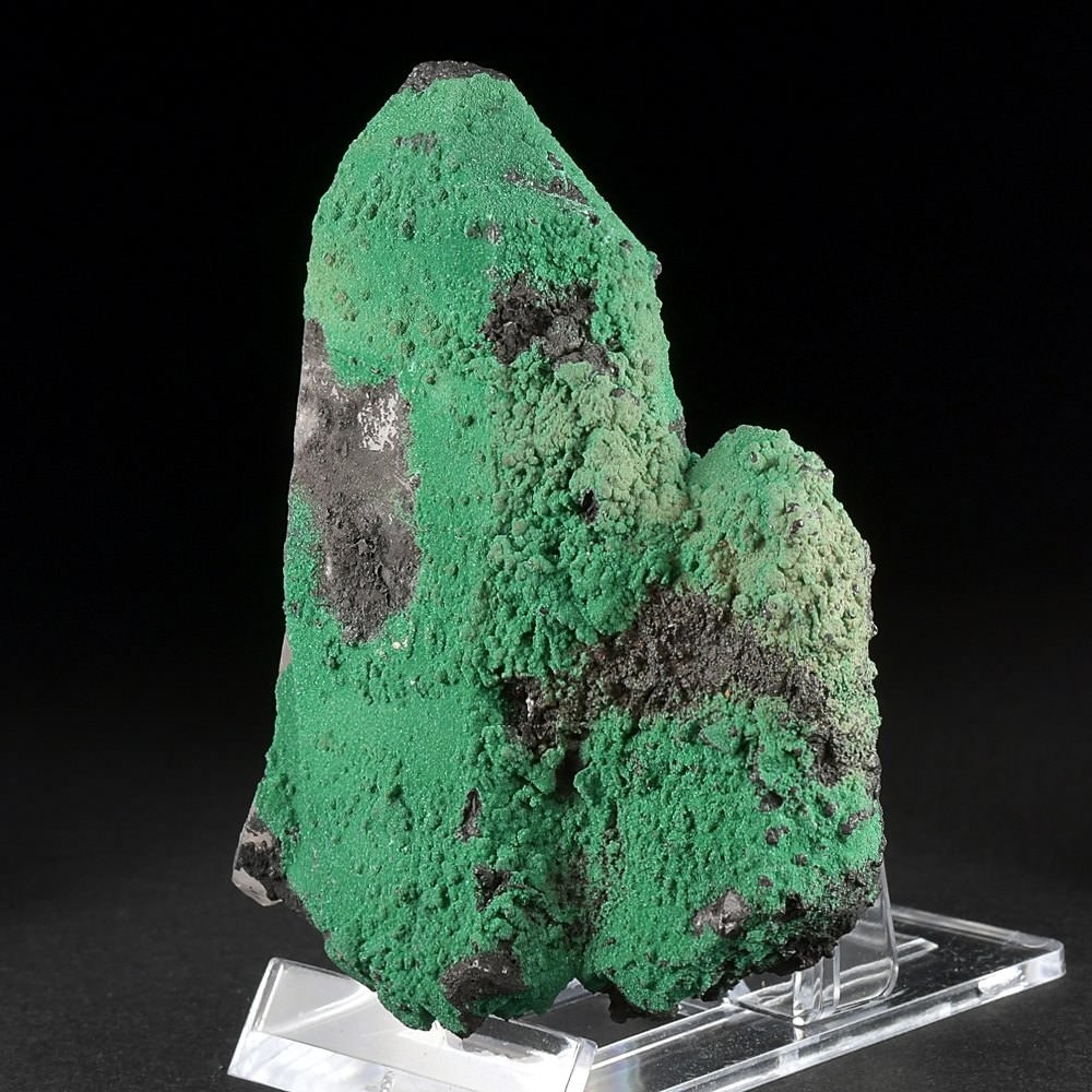 Mineralien Malachit Kristallrasen auf Bergkristall